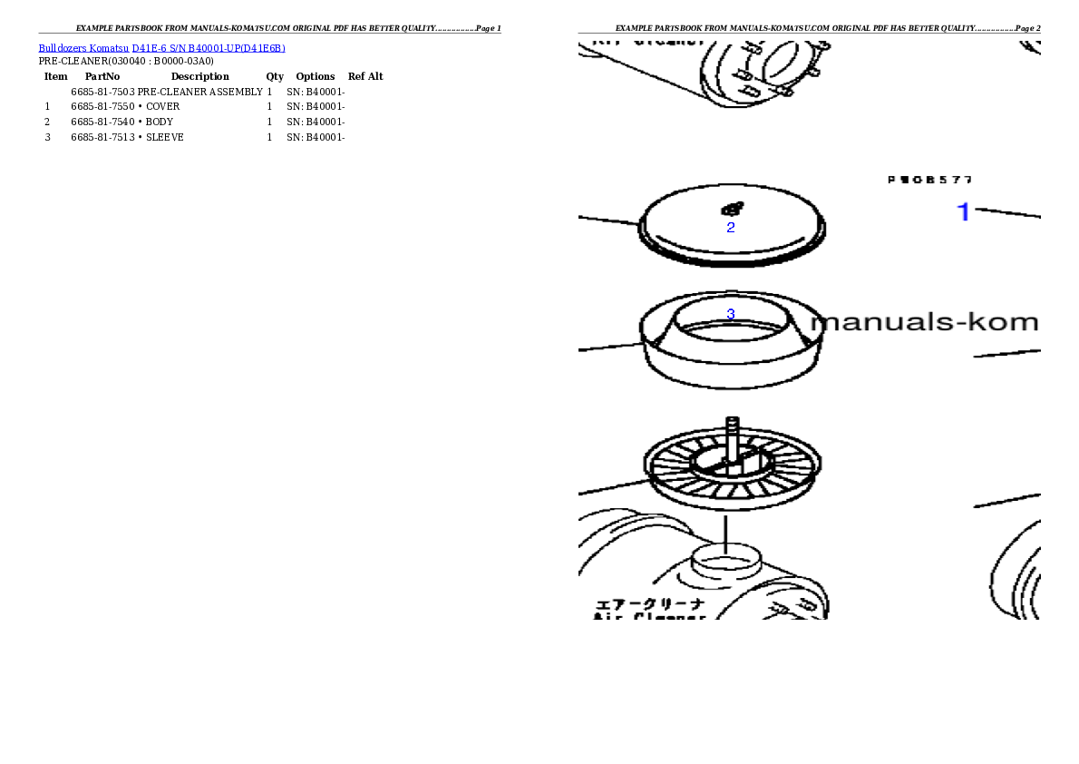 Protected: D41E-6 S/N B40001-UP Partsbook