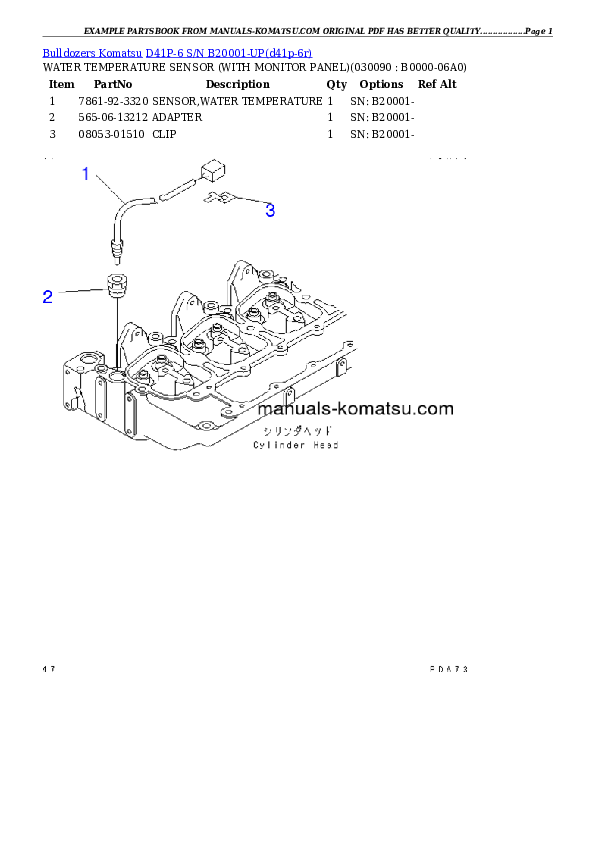 Protected: D41P-6 S/N B20001-UP Partsbook