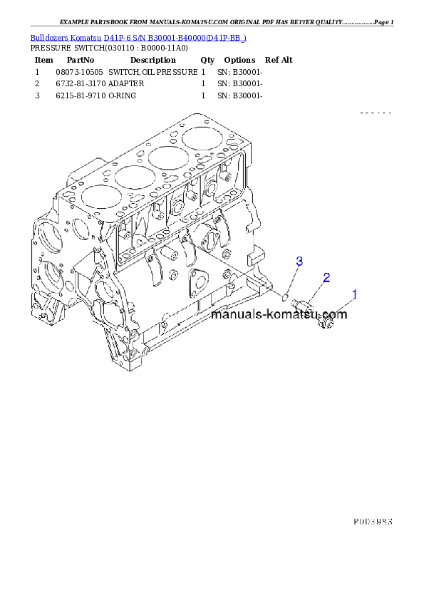 Protected: D41P-6 S/N B30001-B40000 Partsbook