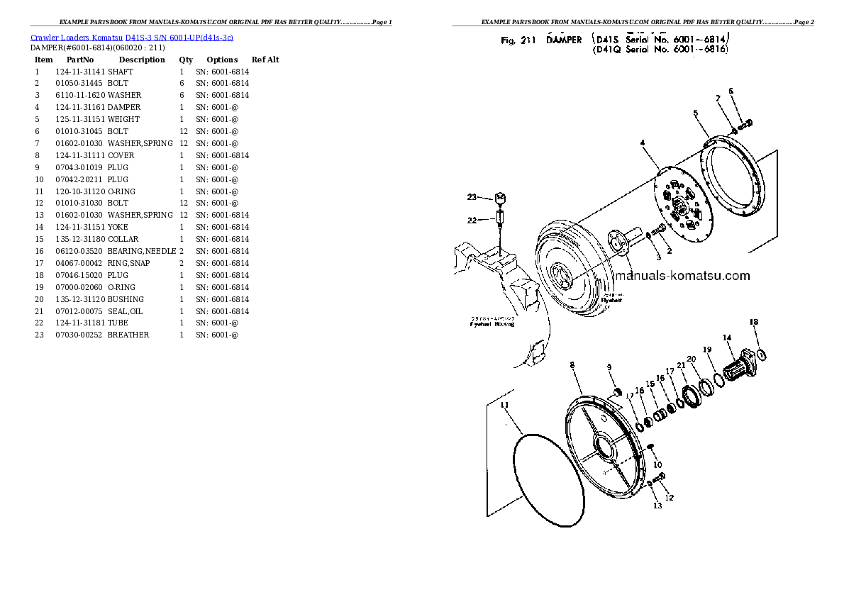 Protected: D41S-3 S/N 6001-UP Partsbook