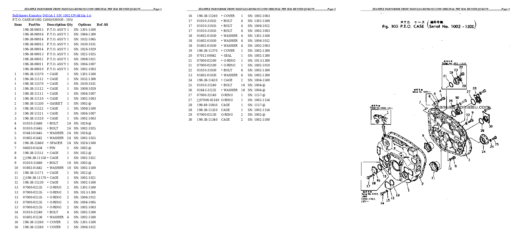 D455A-1 S/N 1002-UP Partsbook