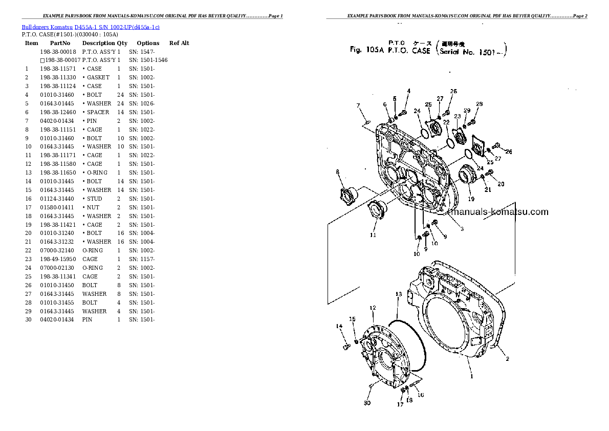 Protected: D455A-1 S/N 1002-UP Partsbook