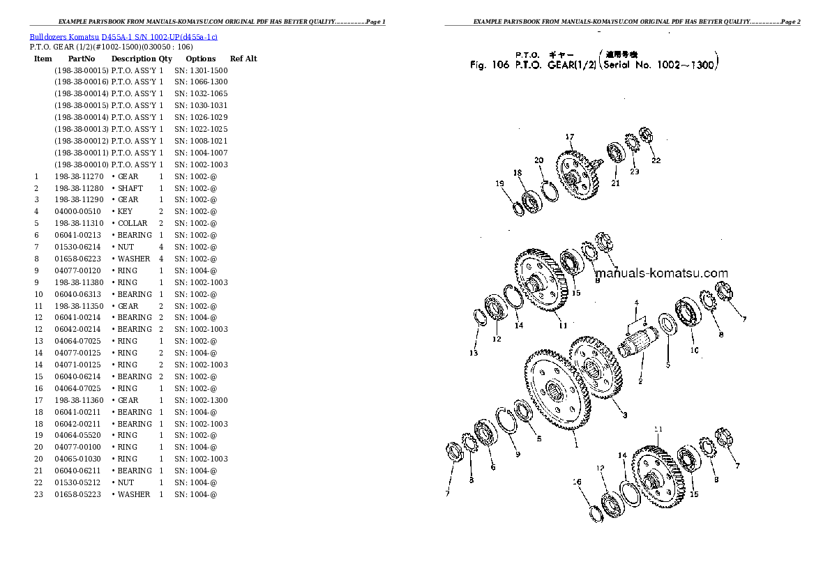 Protected: D455A-1 S/N 1002-UP Partsbook