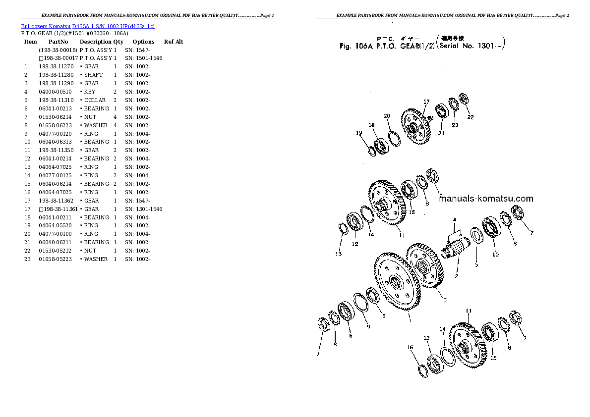 Protected: D455A-1 S/N 1002-UP Partsbook