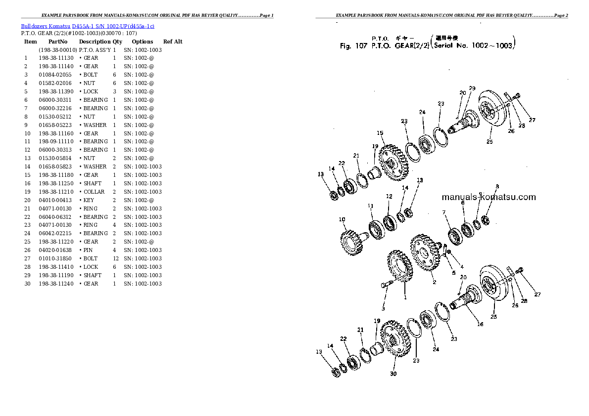 Protected: D455A-1 S/N 1002-UP Partsbook