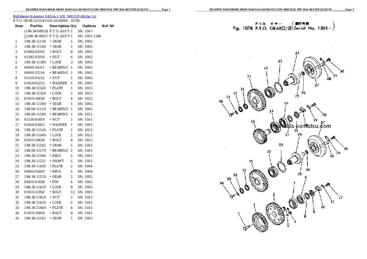 Protected: D455A-1 S/N 1002-UP Partsbook