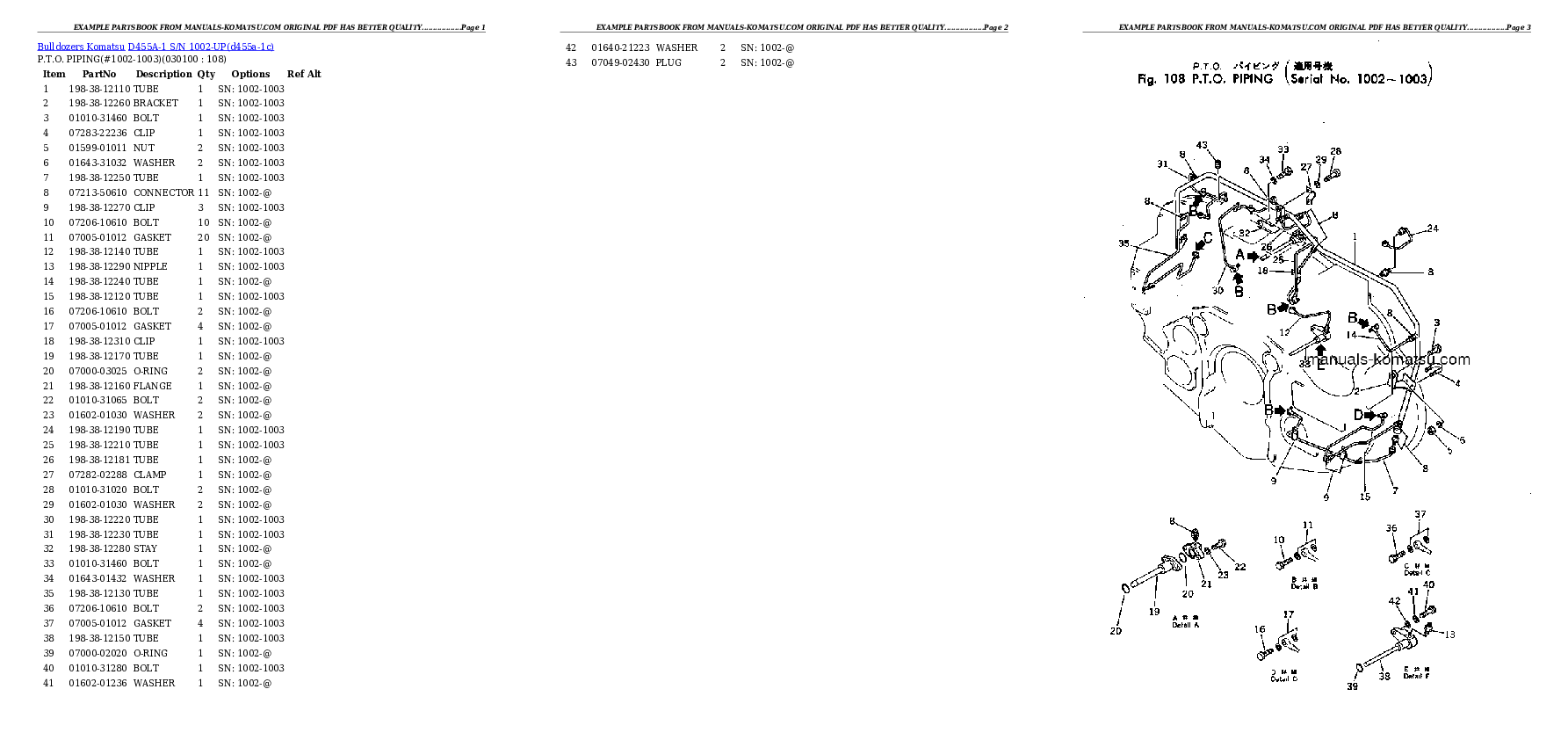 Protected: D455A-1 S/N 1002-UP Partsbook