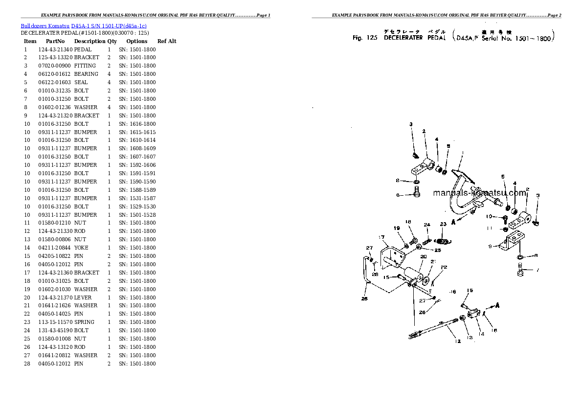 Protected: D45A-1 S/N 1501-UP Partsbook