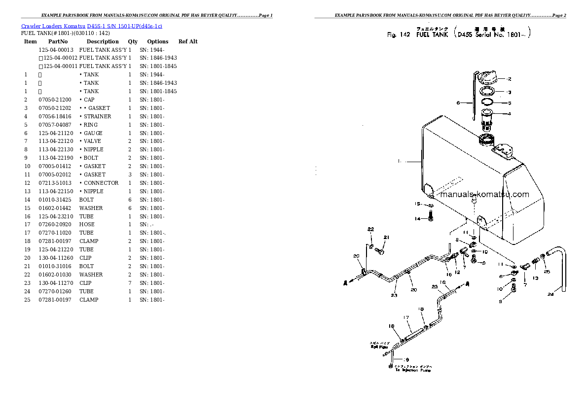 Protected: D45S-1 S/N 1501-UP Partsbook