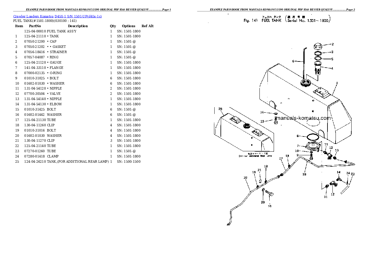 Protected: D45S-1 S/N 1501-UP Partsbook