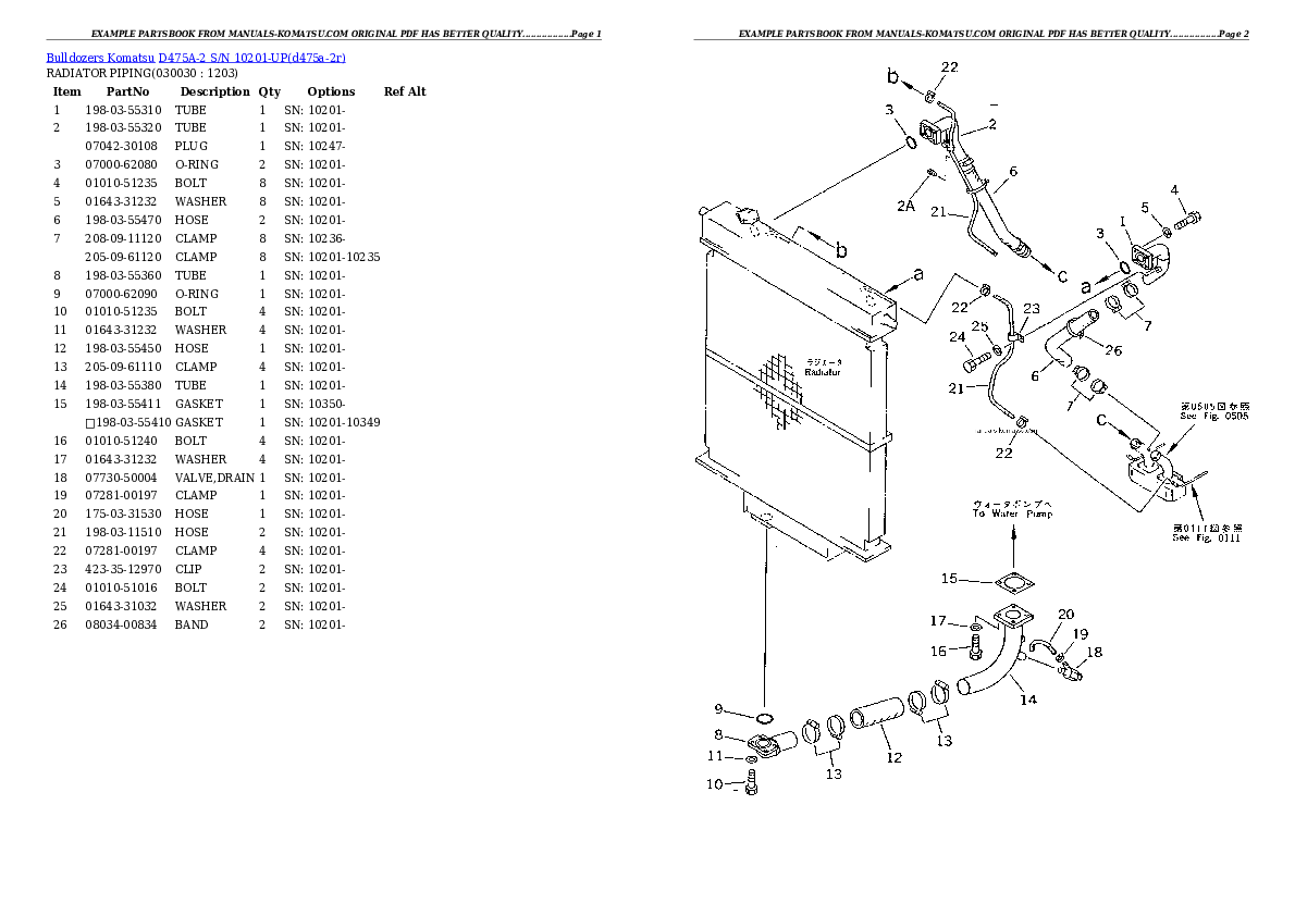 D475A-2 S/N 10201-UP Partsbook