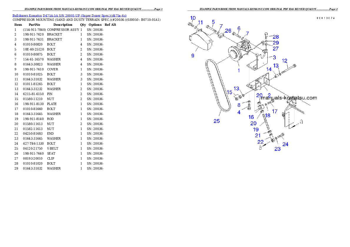 Protected: D475A-5A S/N 20001-UP (Super Dozer Spec.) Partsbook