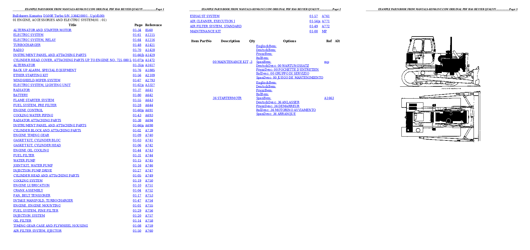 D500E Turbo S/N 336420001 - Up Partsbook