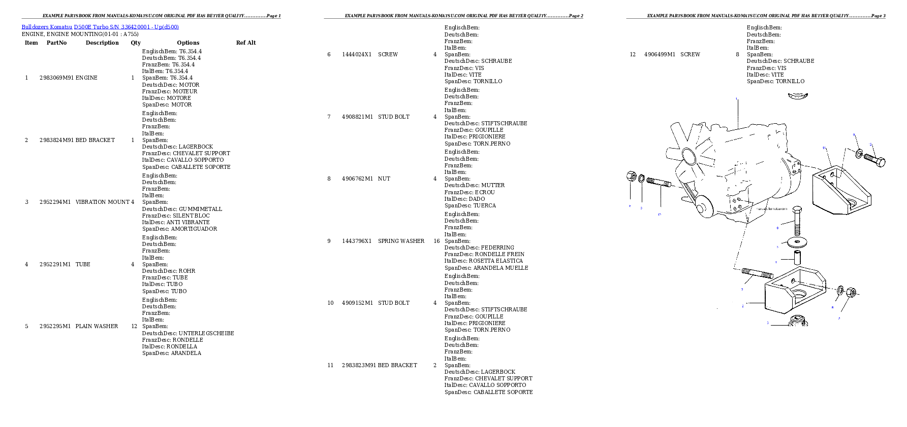 D500E Turbo S/N 336420001 - Up Partsbook