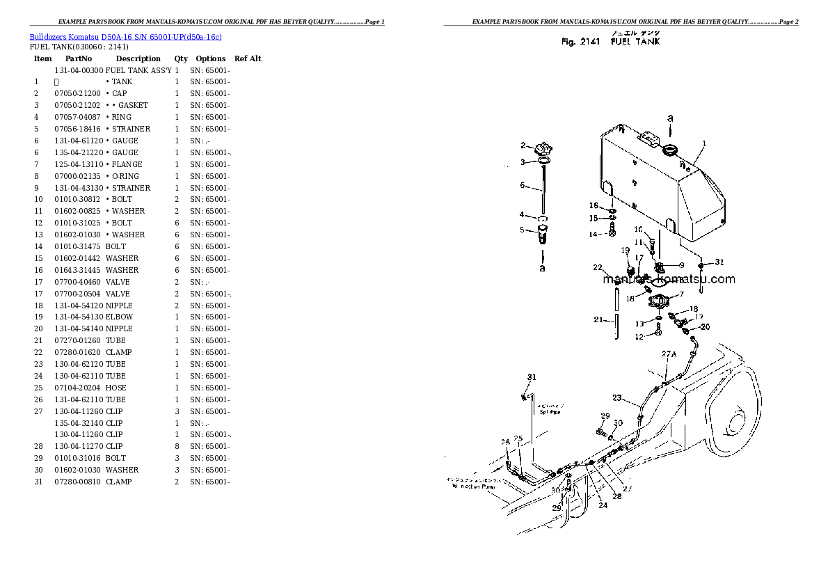 Protected: D50A-16 S/N 65001-UP Partsbook