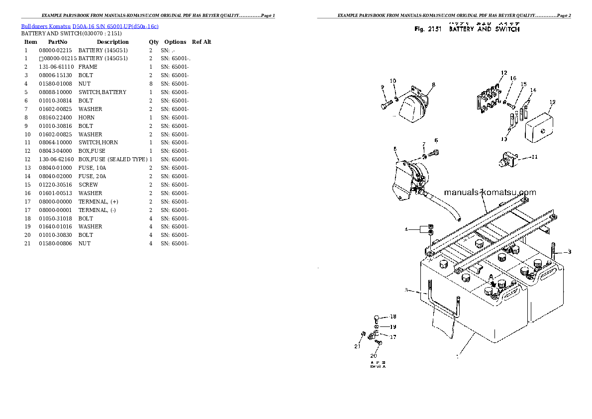 Protected: D50A-16 S/N 65001-UP Partsbook