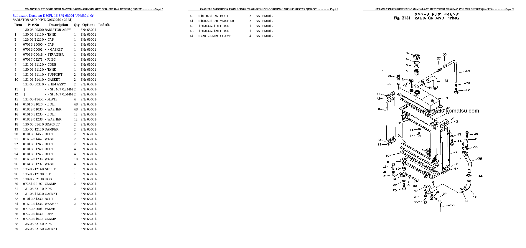 Protected: D50PL-16 S/N 65001-UP Partsbook