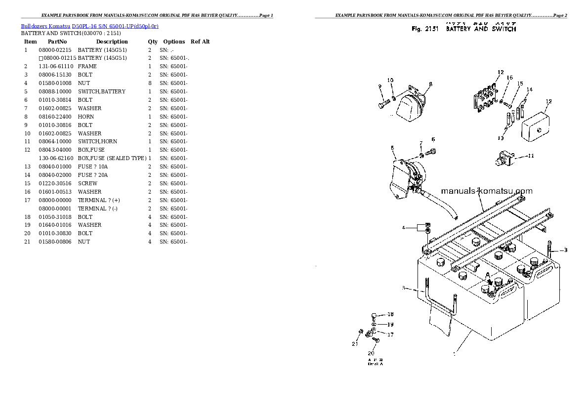 Protected: D50PL-16 S/N 65001-UP Partsbook