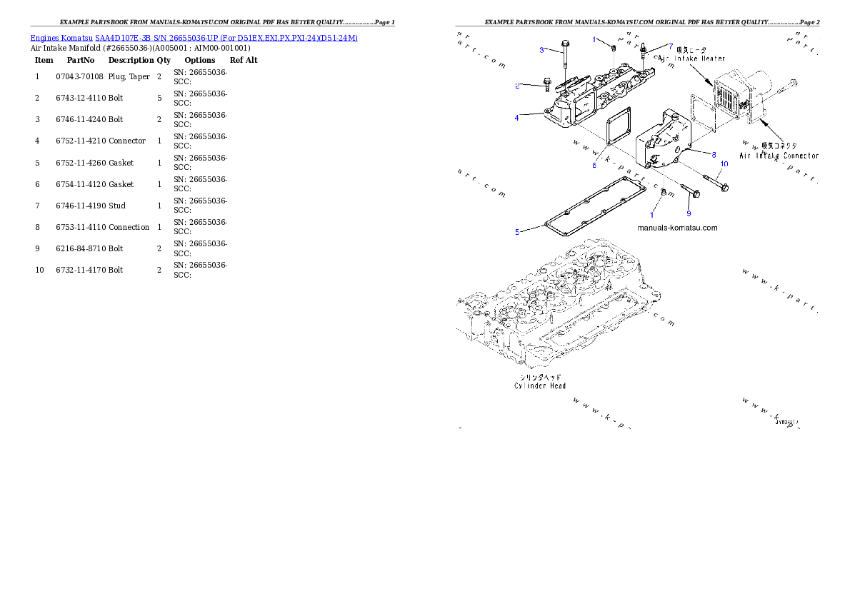 Protected: SAA4D107E-3B S/N 26655036-UP (For D51EX,EXI,PX,PXI-24) Partsbook
