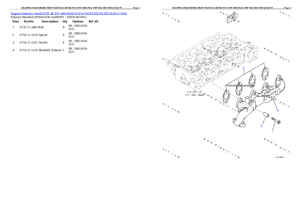 Protected: SAA4D107E-3B S/N 26655036-UP (For D51EX,EXI,PX,PXI-24) Partsbook