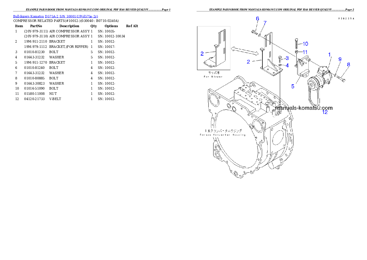 Protected: D575A-2 S/N 10001-UP Partsbook