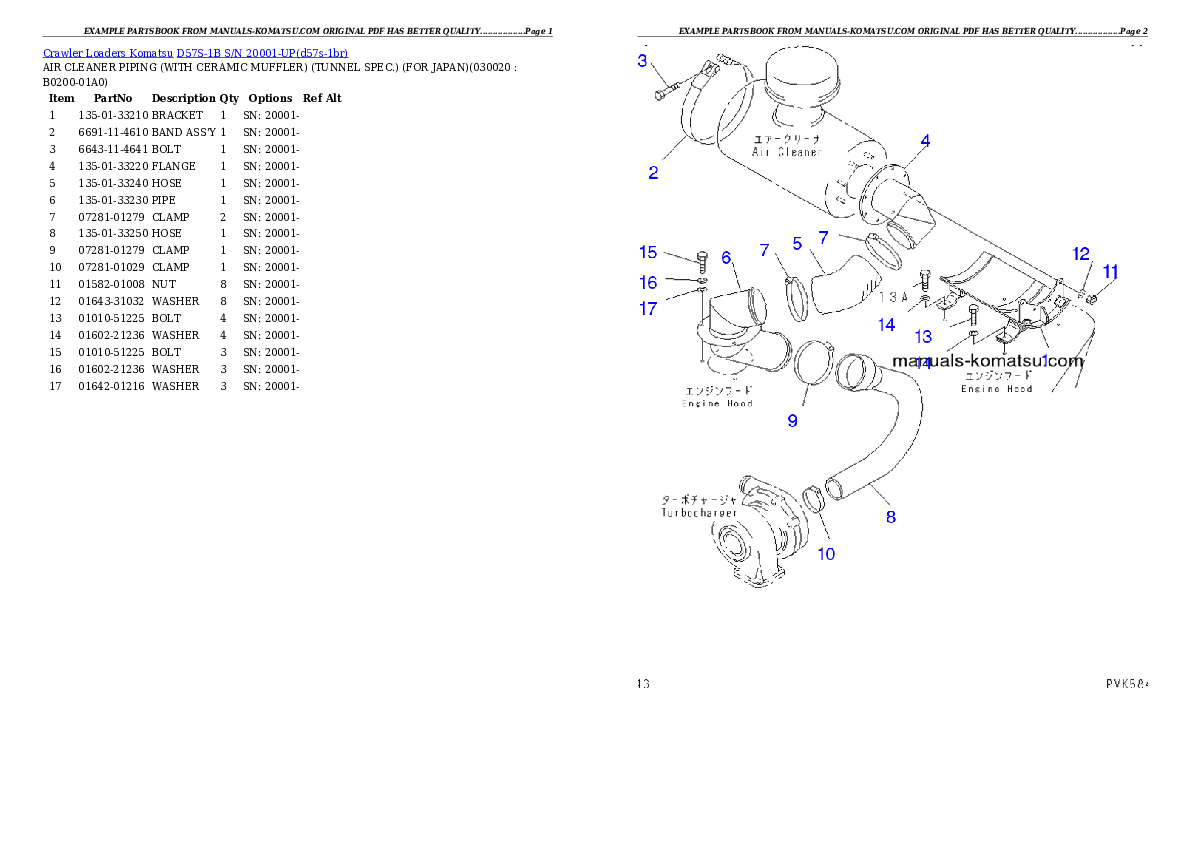D57S-1B S/N 20001-UP Partsbook