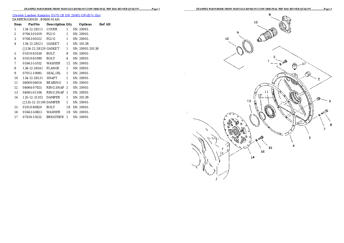 D57S-1B S/N 20001-UP Partsbook