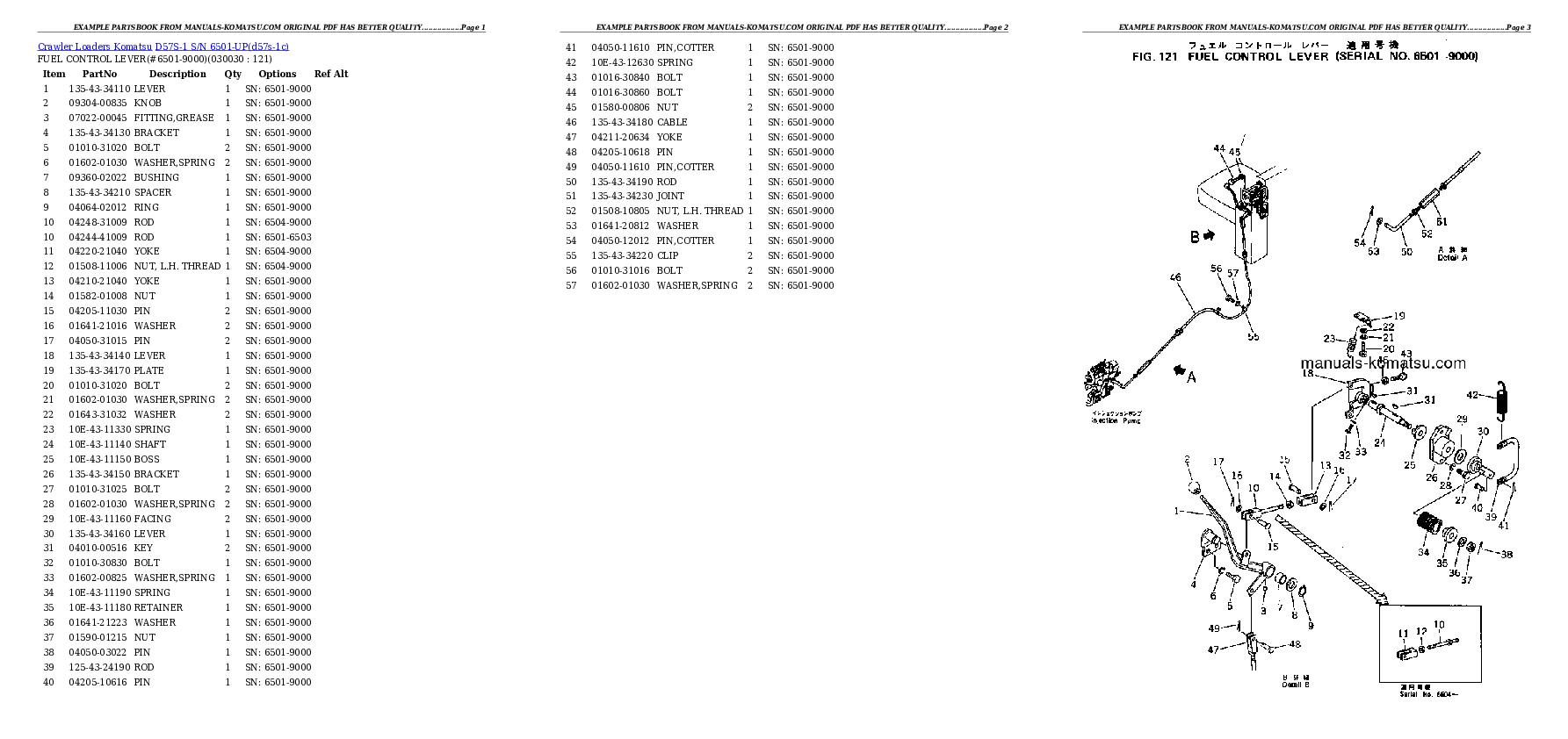 D57S-1 S/N 6501-UP Partsbook