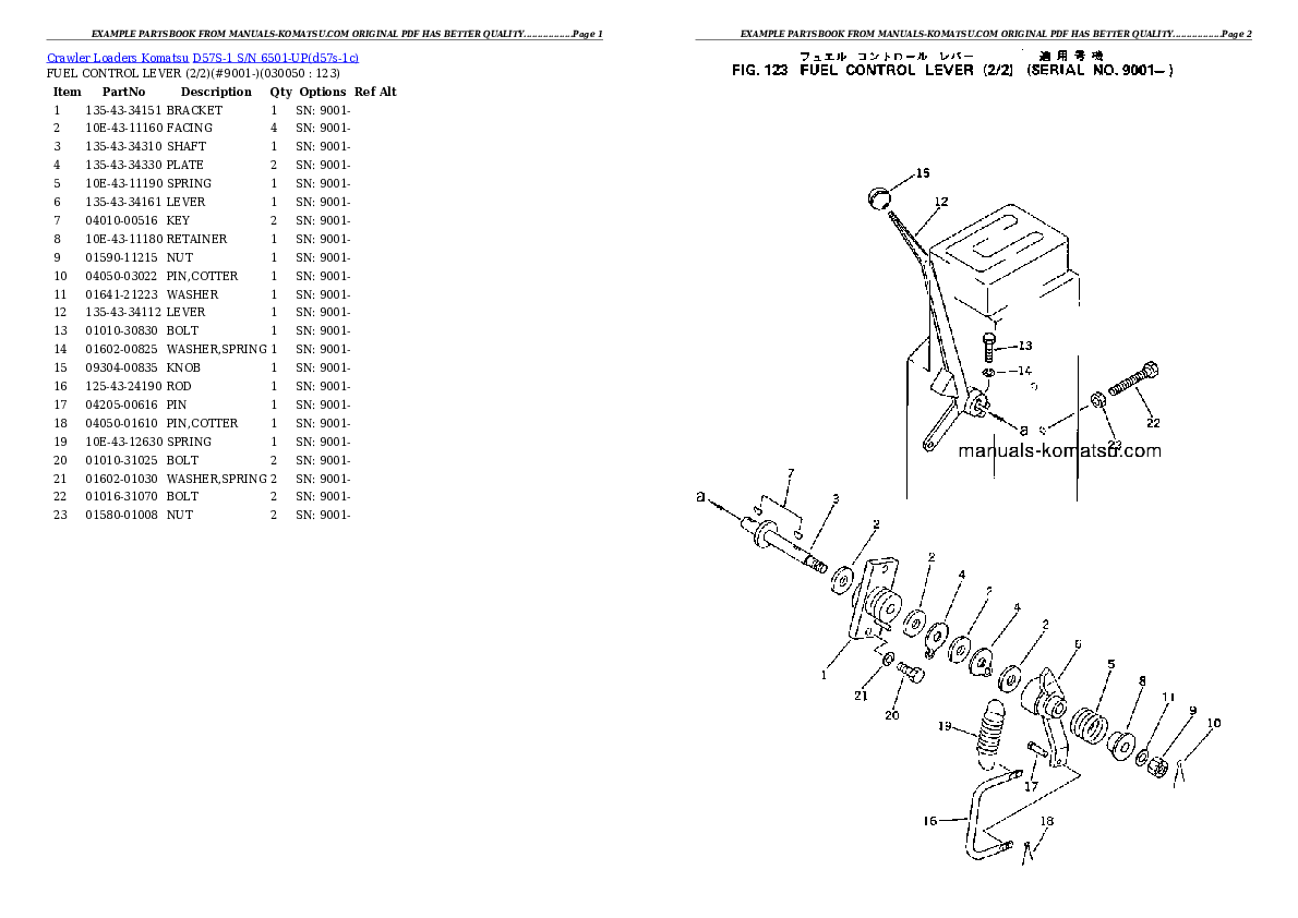 Protected: D57S-1 S/N 6501-UP Partsbook