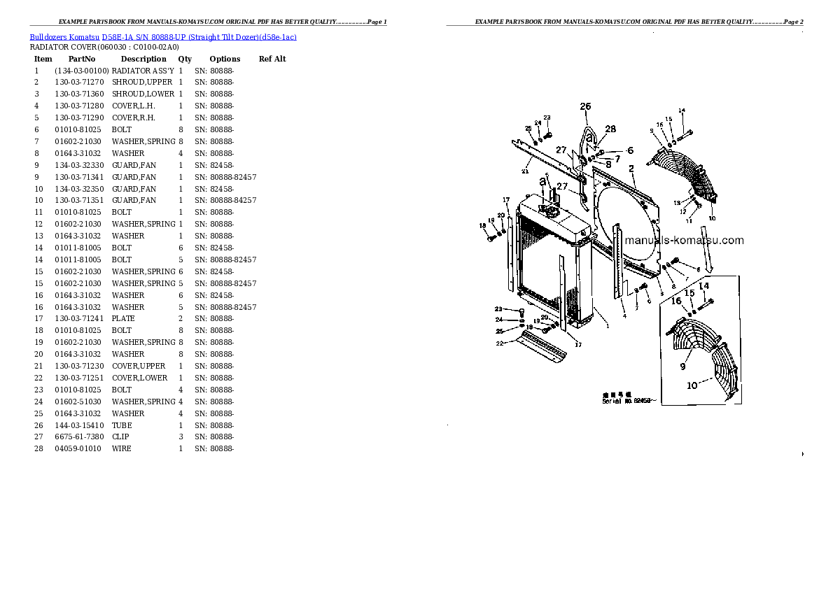 Protected: D58E-1A S/N 80888-UP (Straight Tilt Dozer) Partsbook