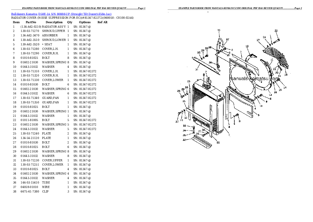 Protected: D58E-1A S/N 80888-UP (Straight Tilt Dozer) Partsbook