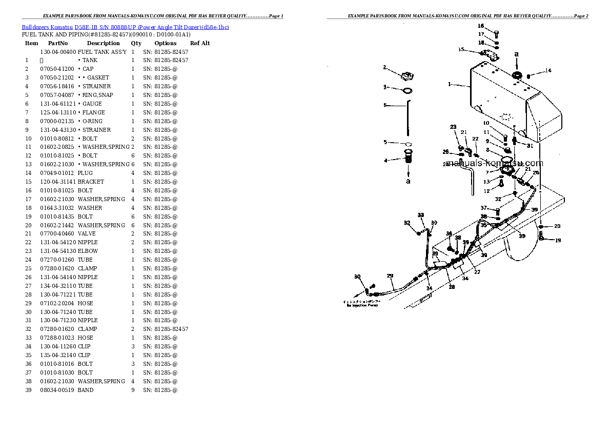 Protected: D58E-1B S/N 80888-UP (Power Angle Tilt Dozer) Partsbook