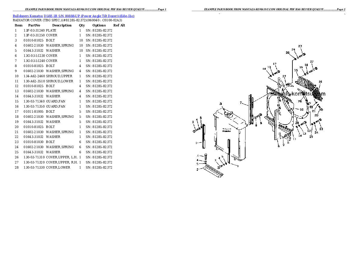 Protected: D58E-1B S/N 80888-UP (Power Angle Tilt Dozer) Partsbook