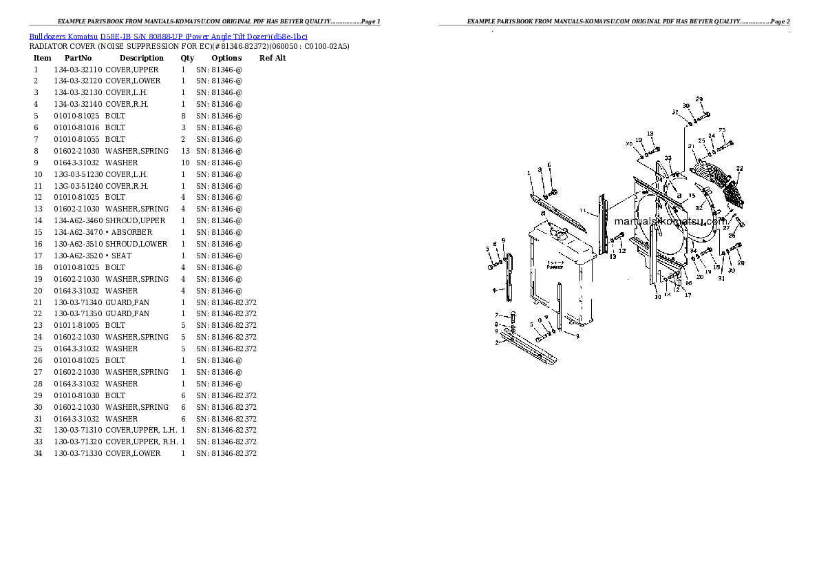 Protected: D58E-1B S/N 80888-UP (Power Angle Tilt Dozer) Partsbook