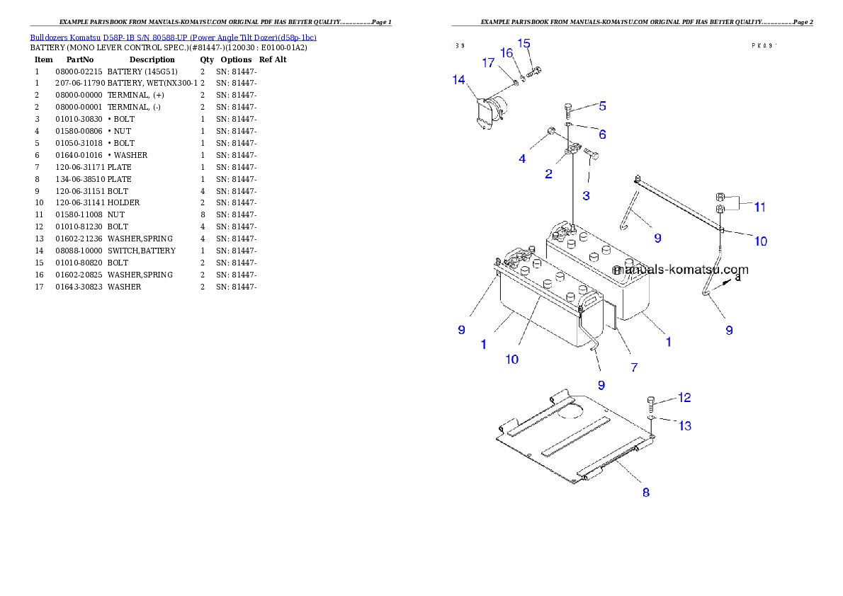 Protected: D58P-1B S/N 80588-UP (Power Angle Tilt Dozer) Partsbook