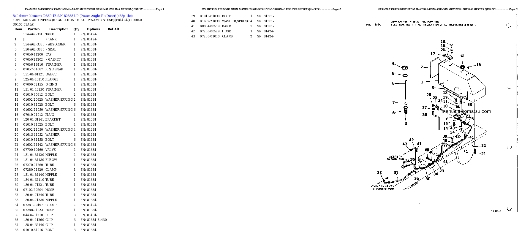 Protected: D58P-1B S/N 80588-UP (Power Angle Tilt Dozer) Partsbook