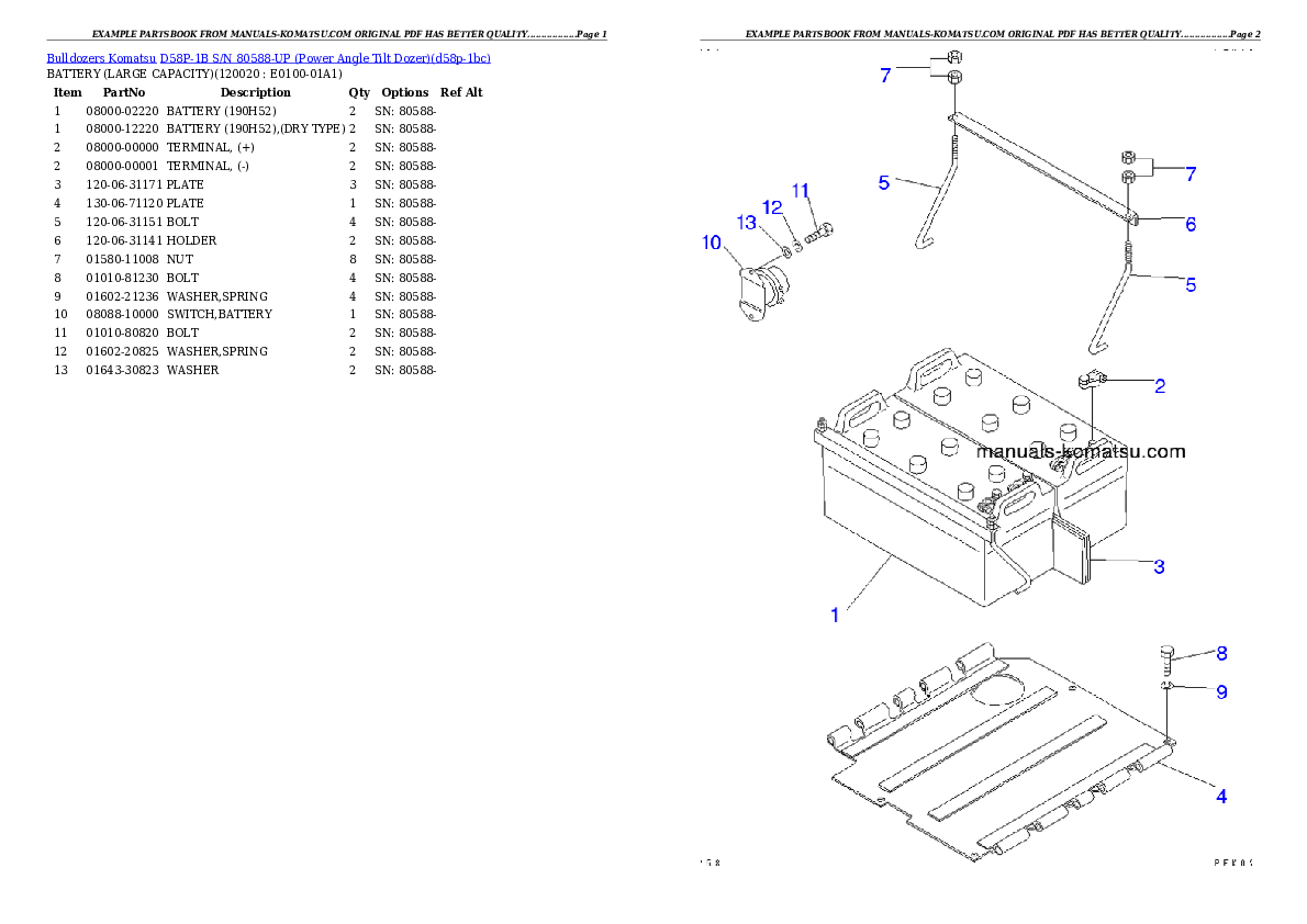 Protected: D58P-1B S/N 80588-UP (Power Angle Tilt Dozer) Partsbook