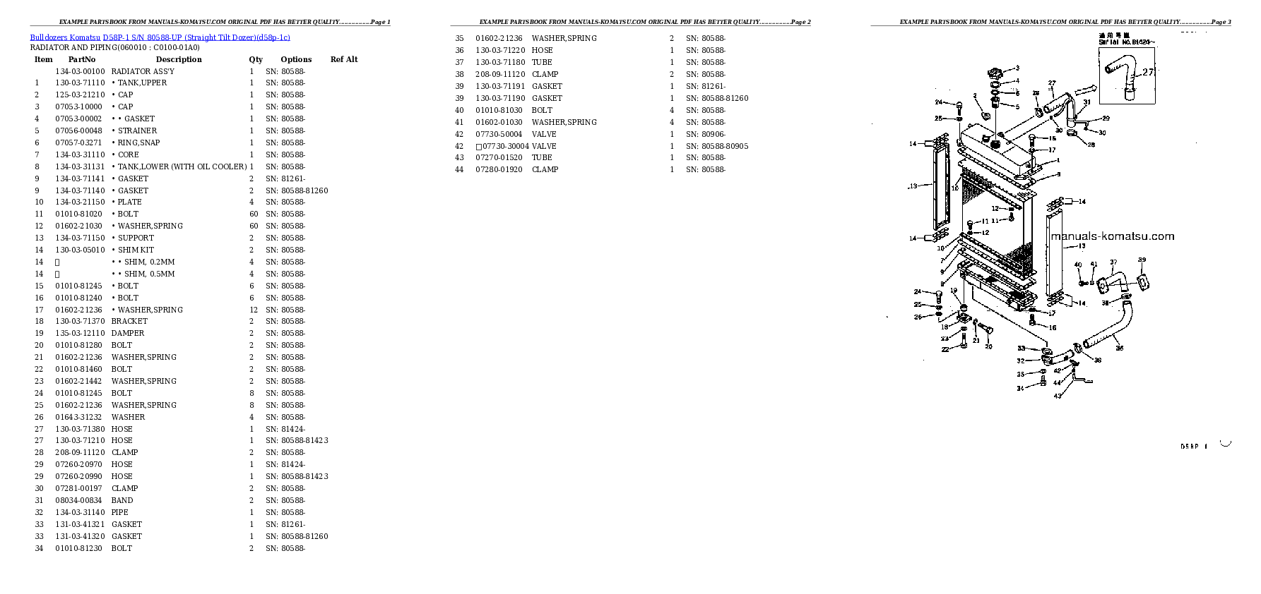 Protected: D58P-1 S/N 80588-UP (Straight Tilt Dozer) Partsbook