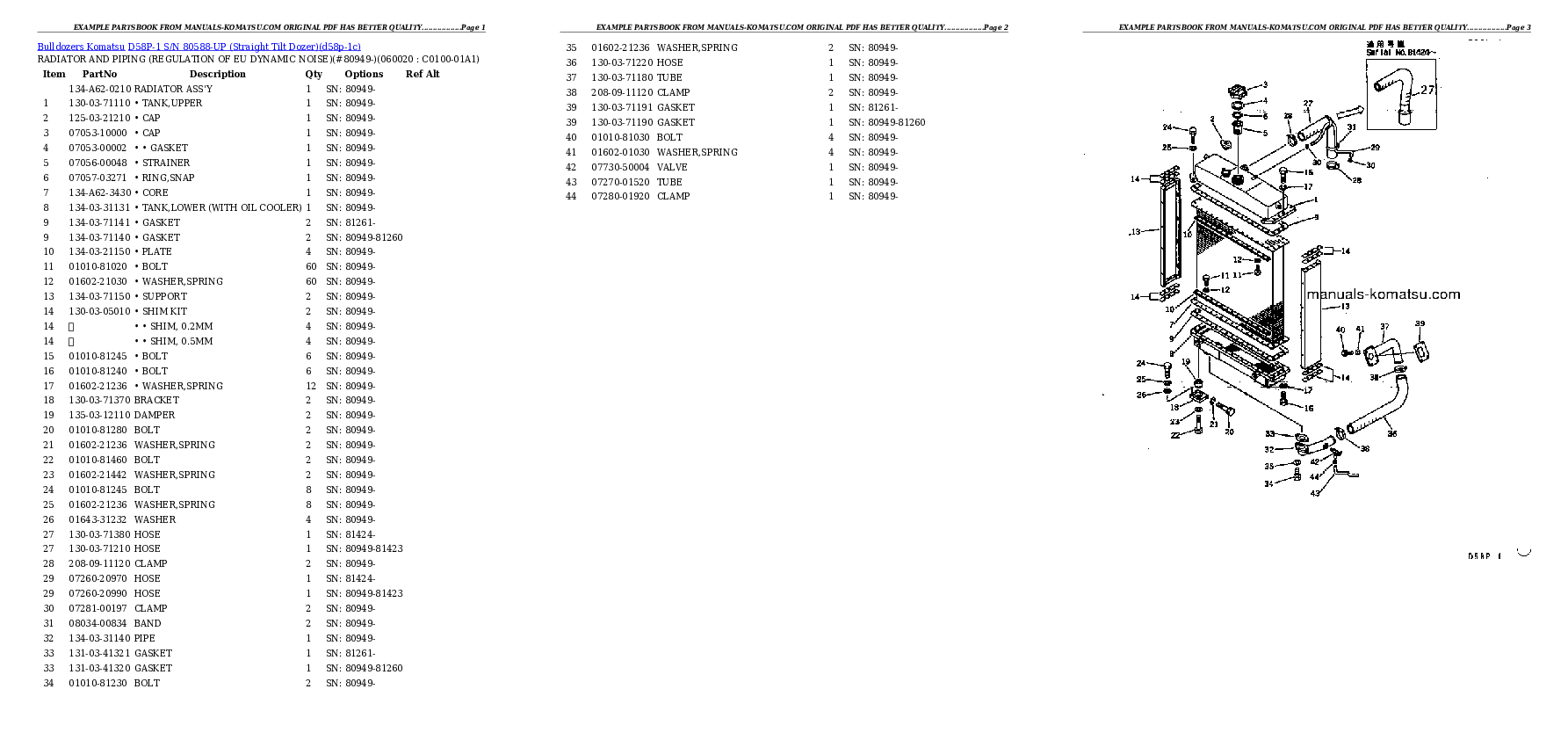 Protected: D58P-1 S/N 80588-UP (Straight Tilt Dozer) Partsbook