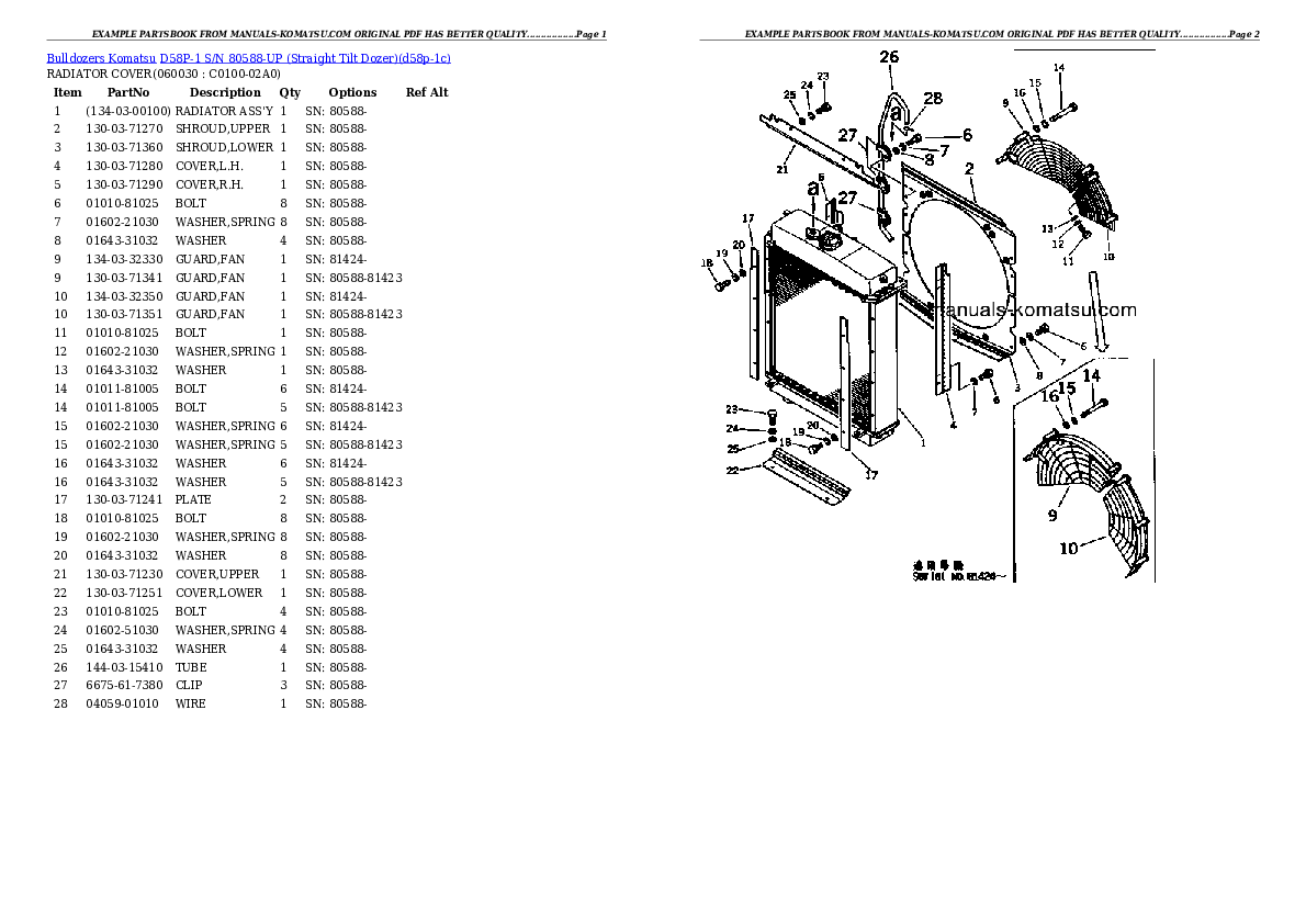 Protected: D58P-1 S/N 80588-UP (Straight Tilt Dozer) Partsbook