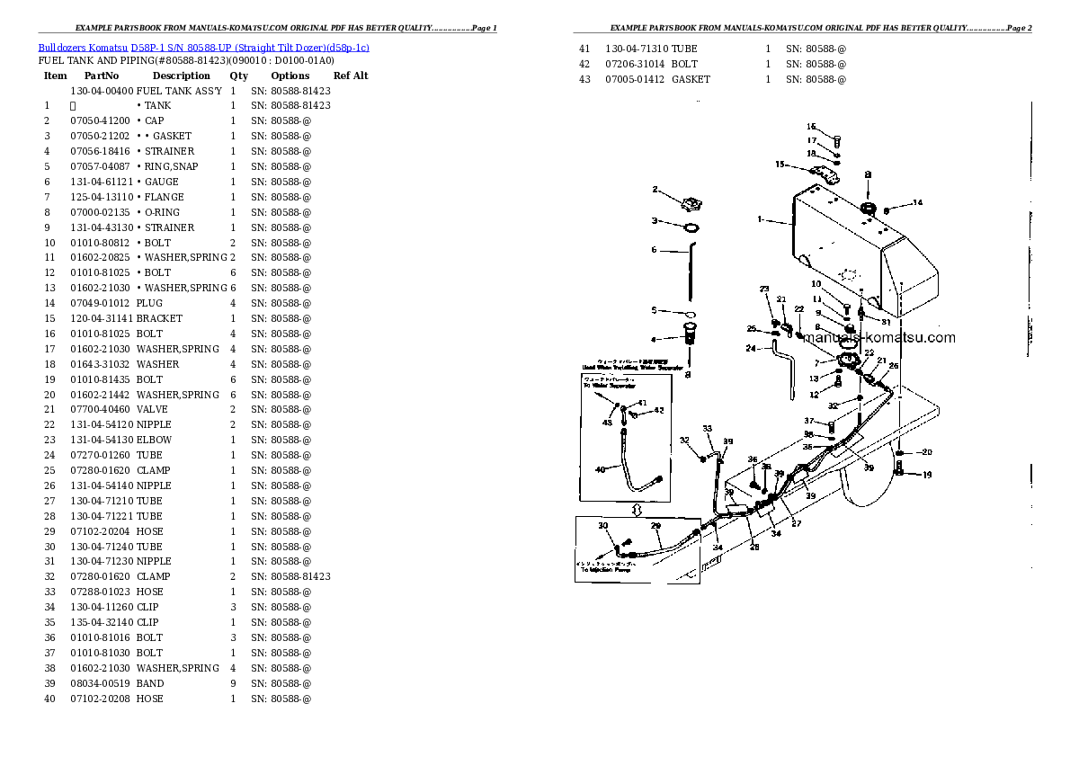 Protected: D58P-1 S/N 80588-UP (Straight Tilt Dozer) Partsbook