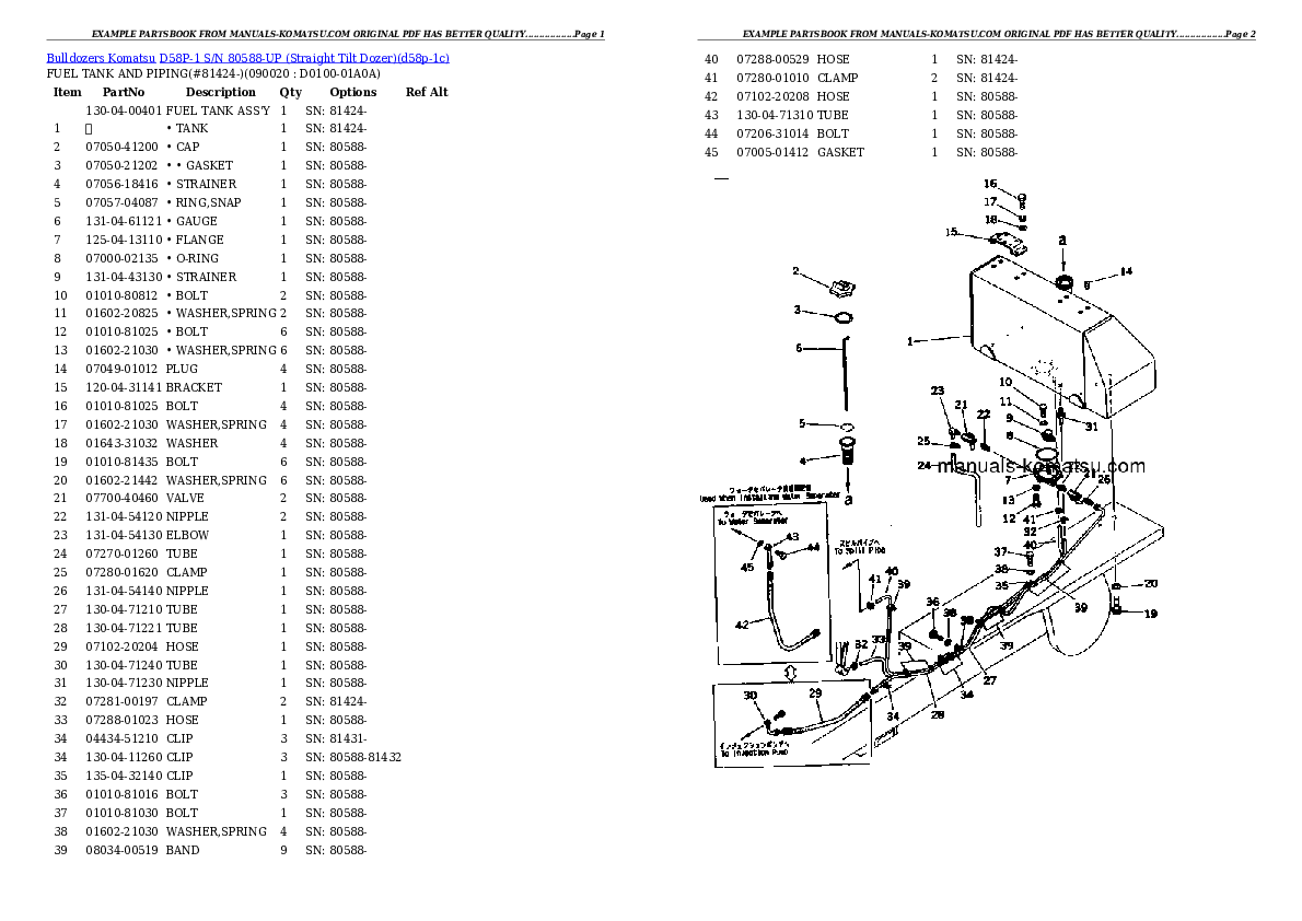 Protected: D58P-1 S/N 80588-UP (Straight Tilt Dozer) Partsbook