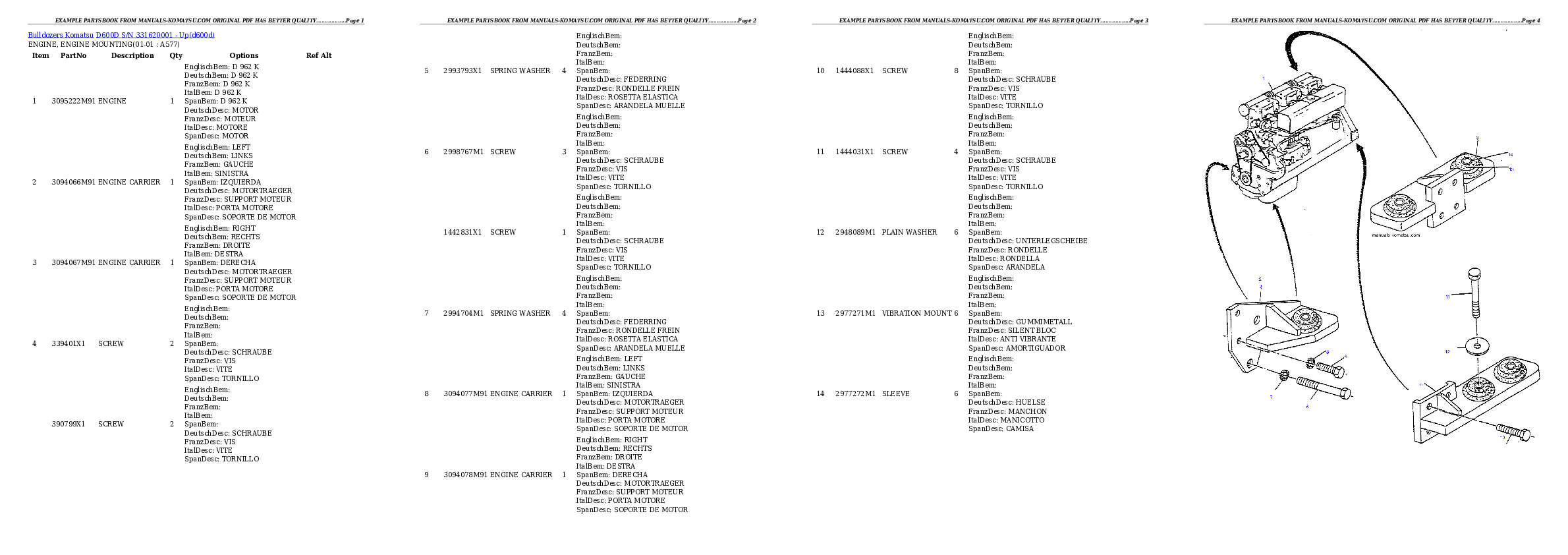 D600D S/N 331620001 - Up Partsbook