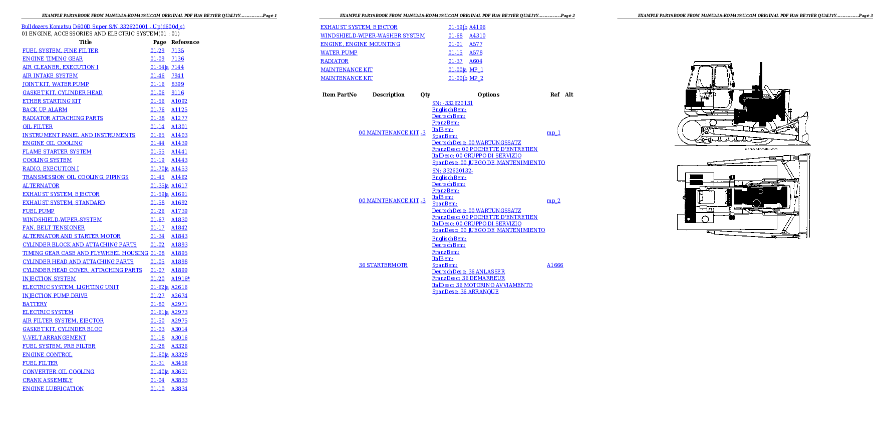 D600D Super S/N 332620001 - Up Partsbook