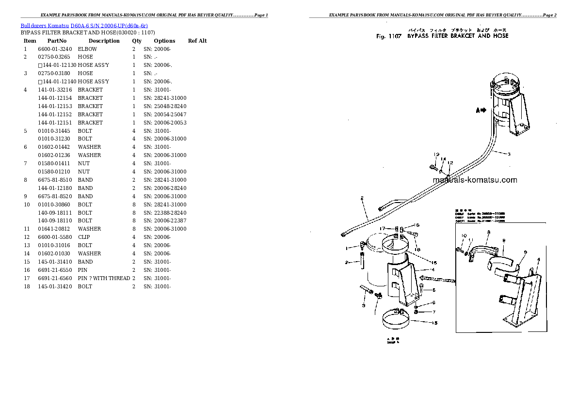 D60A-6 S/N 20006-UP Partsbook