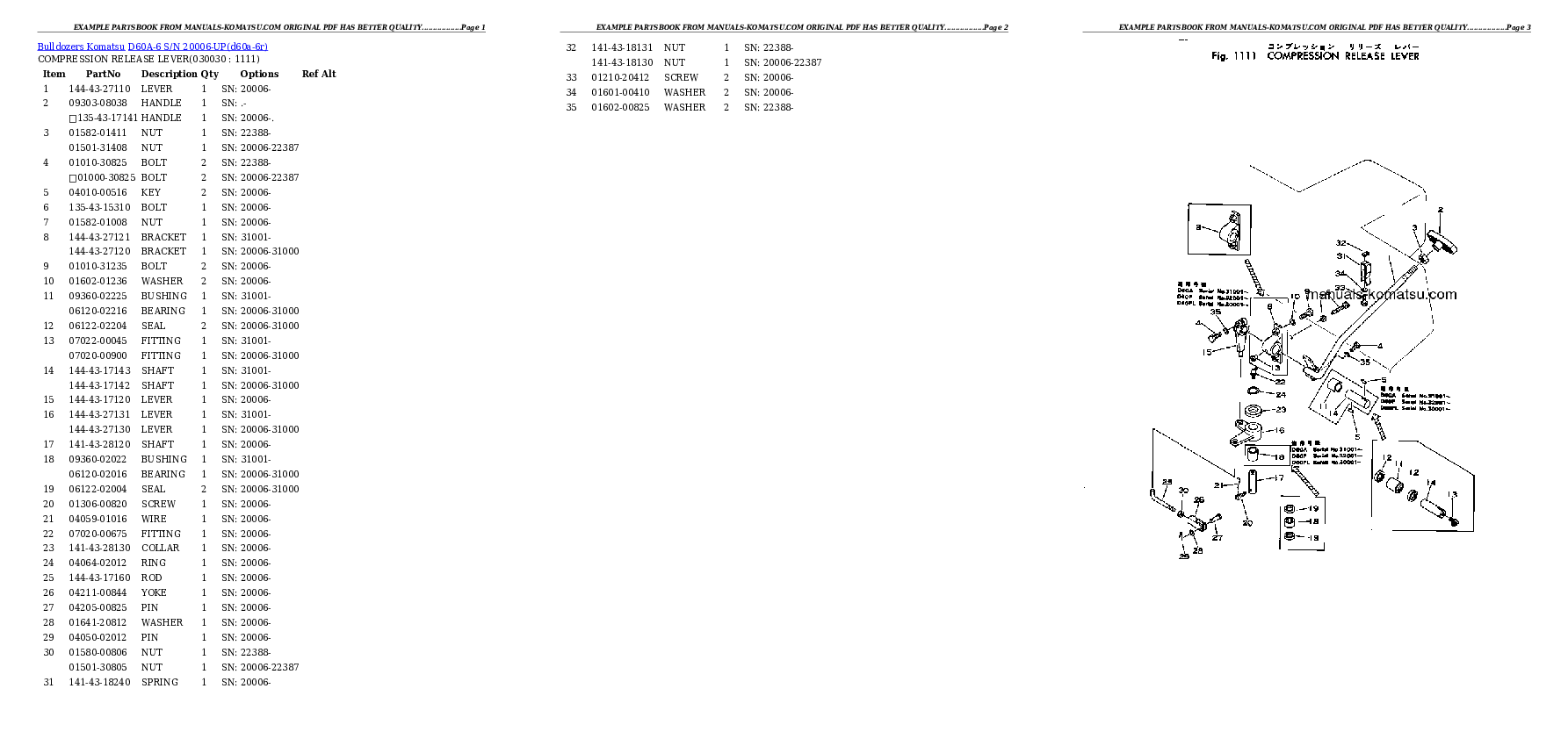 D60A-6 S/N 20006-UP Partsbook