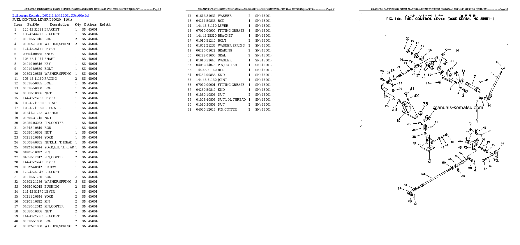 D60E-8 S/N 45001-UP Partsbook
