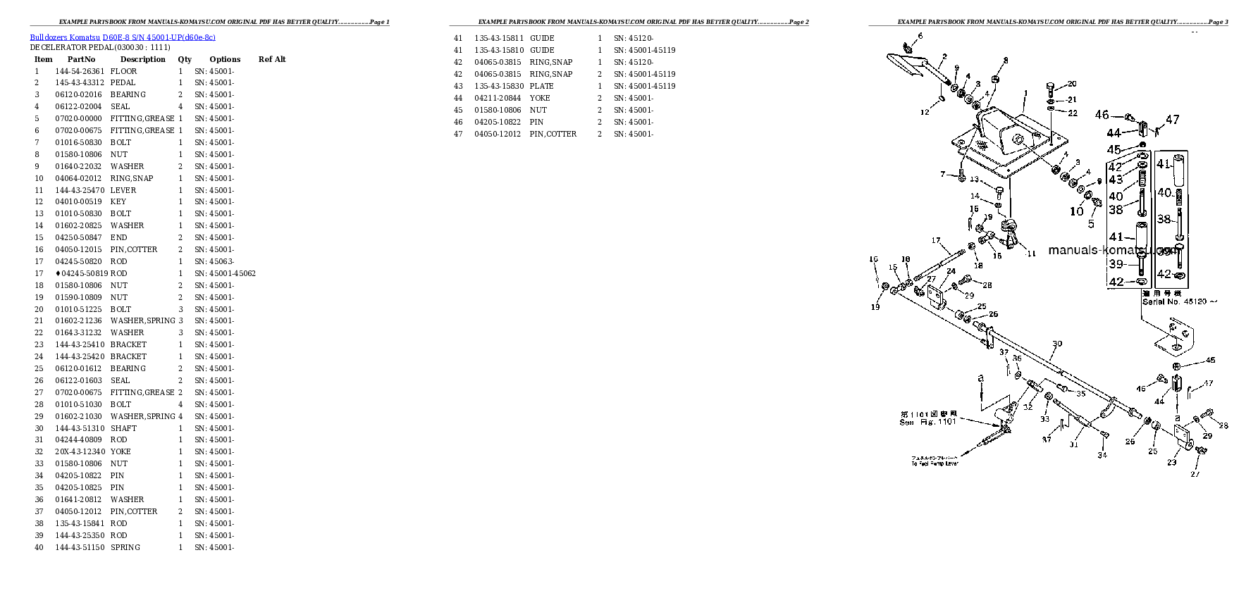 D60E-8 S/N 45001-UP Partsbook