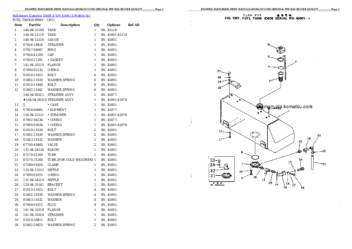 Protected: D60E-8 S/N 45001-UP Partsbook