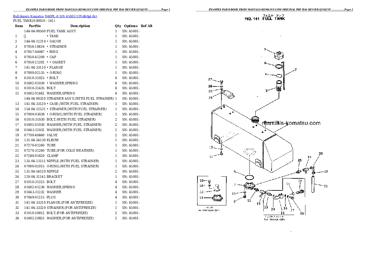 Protected: D60PL-8 S/N 45001-UP Partsbook